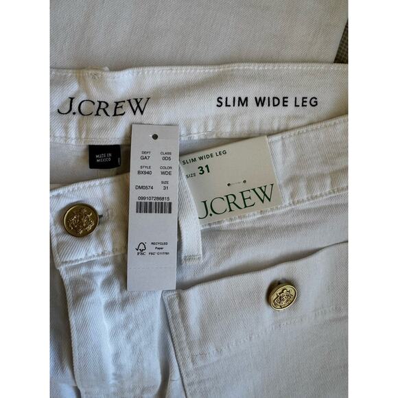 NWT J. Crew Sailor Slim Wide Leg White Jeans Women’s Size 31 - Picture 8 of 9